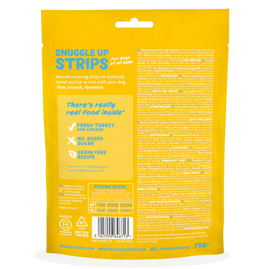 75 g Edgard & Cooper Tiras de Pavo y Pollo snack para perros, , large Imagen numero 7